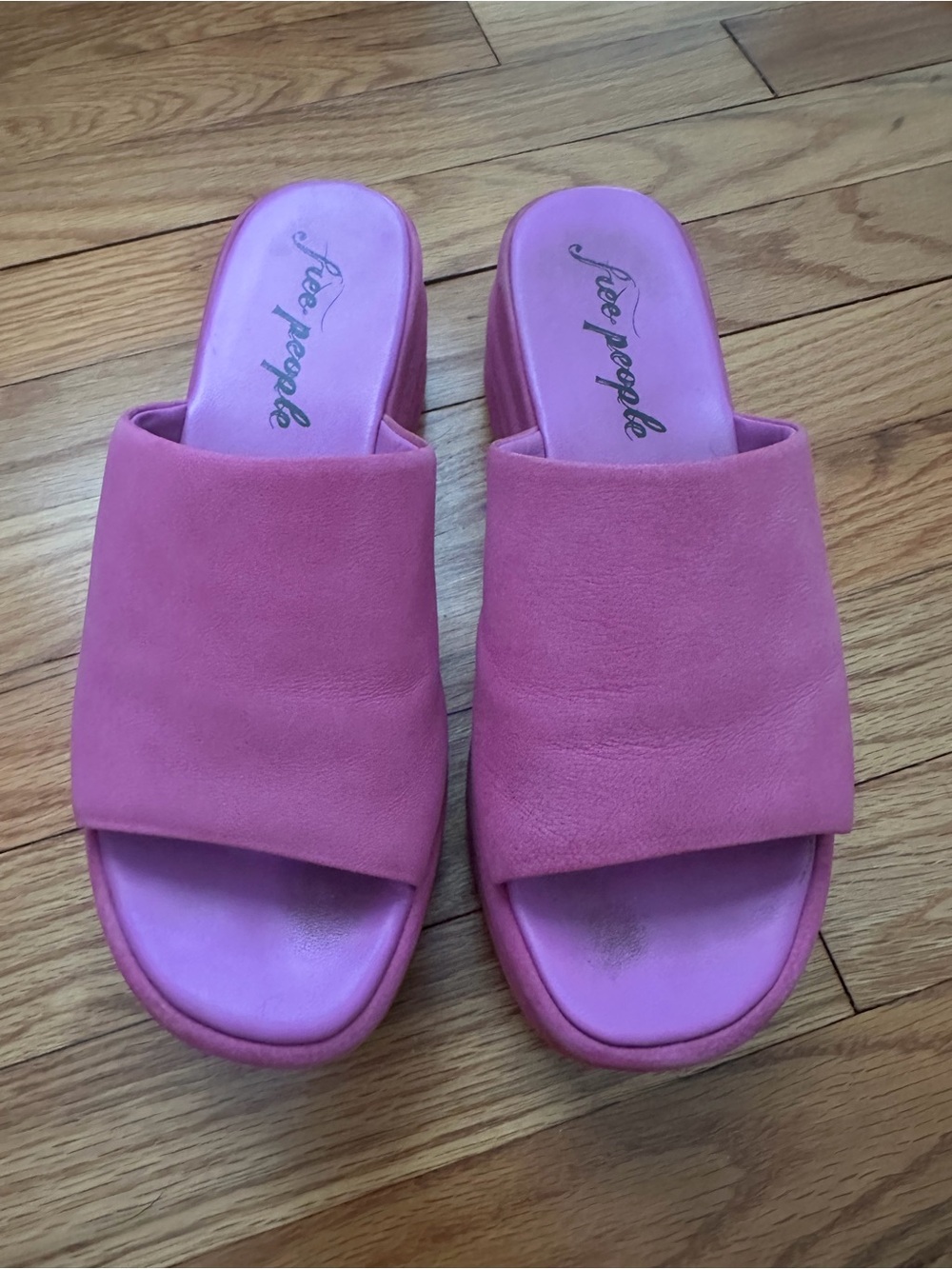 Free People Bubblegum Pink Suede Harbor Flatform Sandals